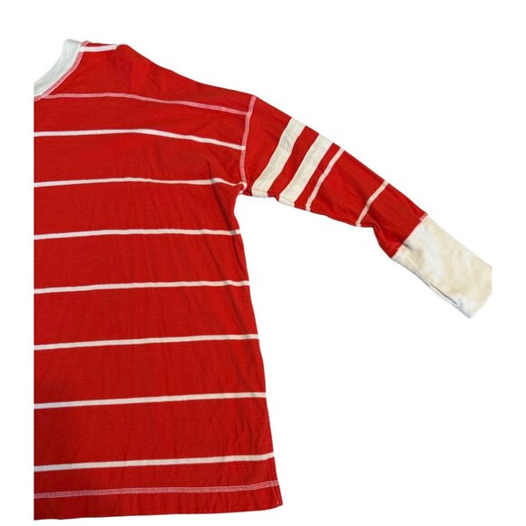 SMALL Free People All Star Orange Stripe Long Sleeve Jersey Knit Oversized Top - Picture 7 of 9